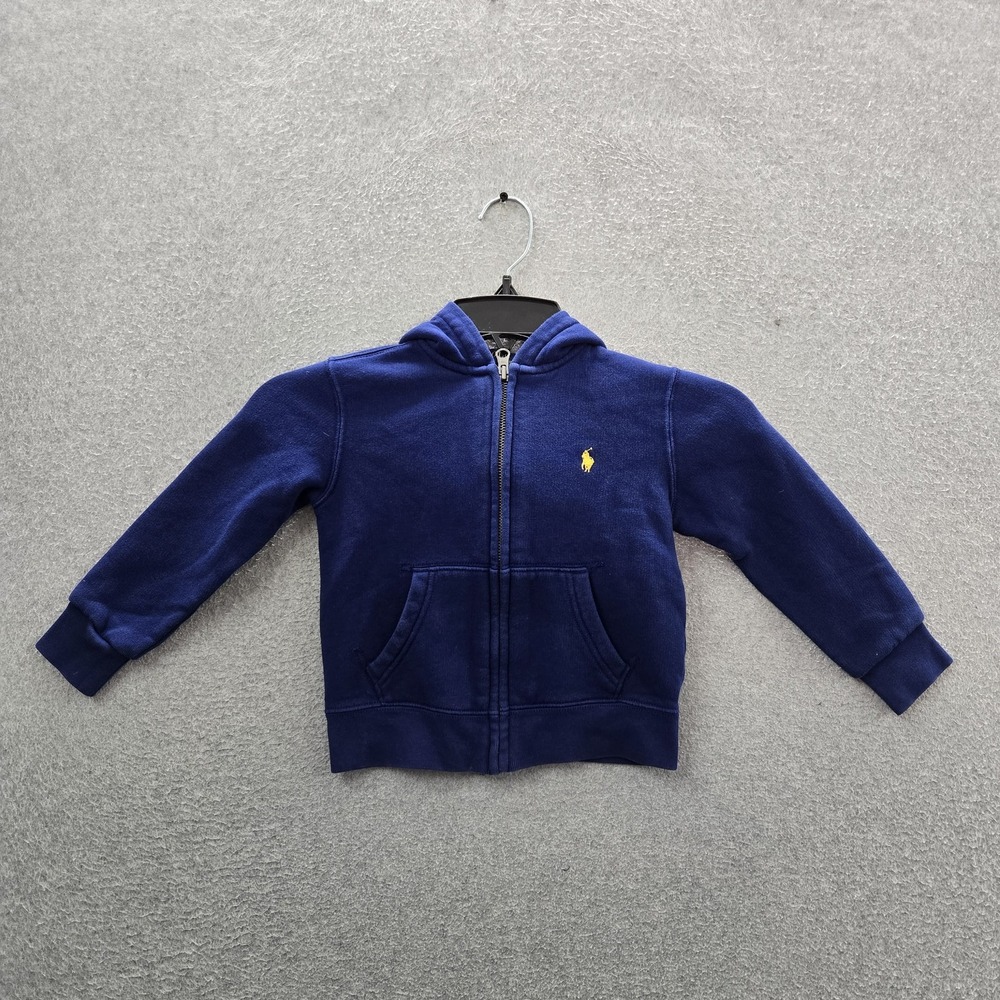 Polo Ralph Lauren Boys Hoodie 3/3T Blue Embroidered Fleece Zipper Logo